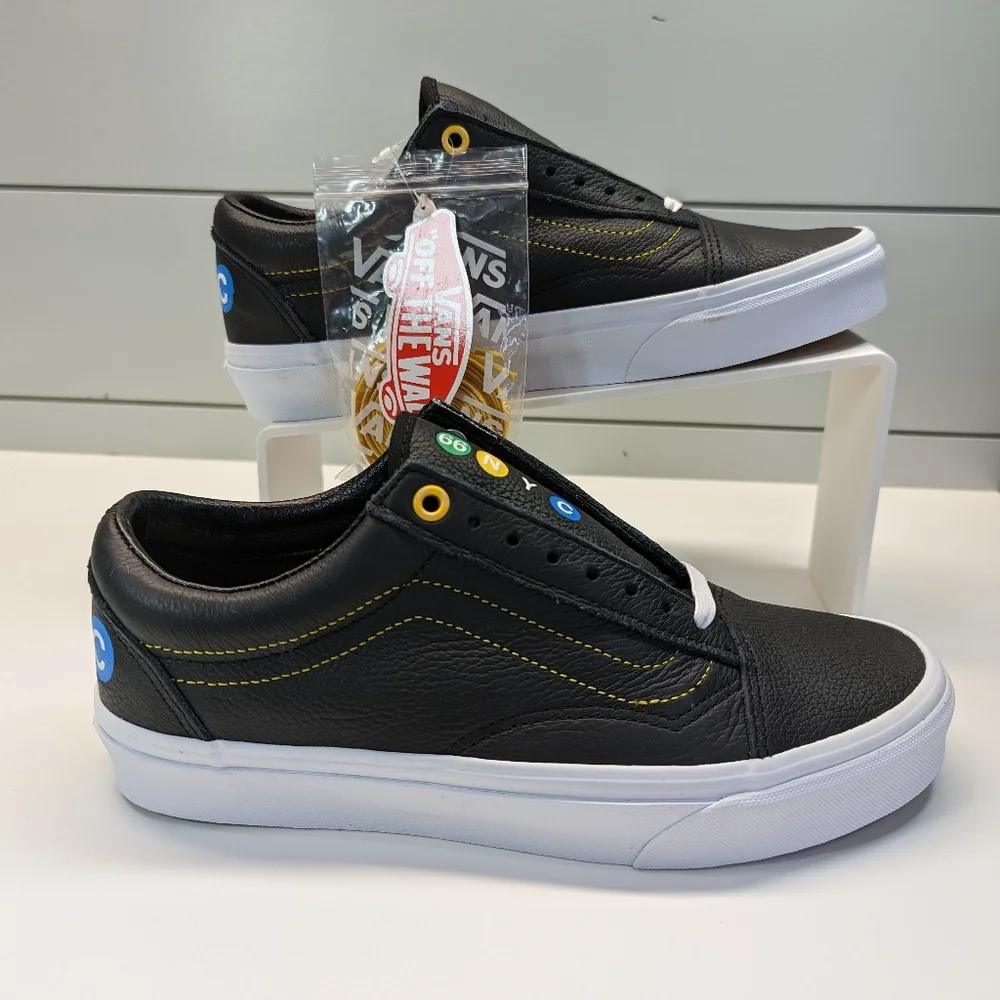 Vans Old Skool NYC 66 Subway Black Leather Fashion Casual Sneakers sz Women's 7 - Picture 3 of 11